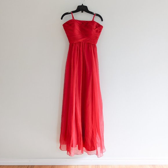 Le Chateau Strapless Chiffon Dress, Red, Size M - Picture 2 of 8